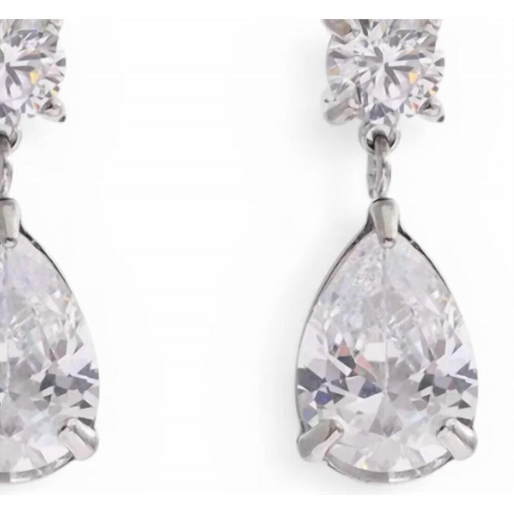 NEW JAGGED HALO JEWELRY women's regal crystal drop earrings in silver - Picture 2 of 2